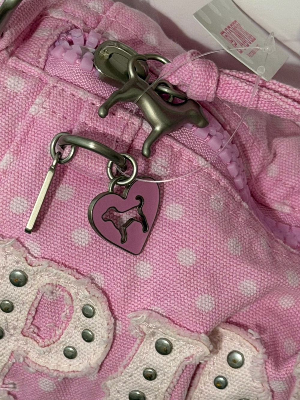 Victoria's Secret PINK Canvas Rolled Duffle Shoulder Bag in pink denim - Picture 6 of 12